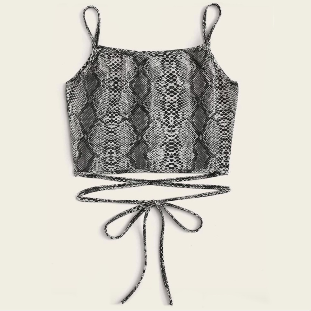 Snakeskin Tie Crop Top